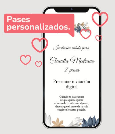 Invitaciones digitales con control de pases y confirmación de asistencia.