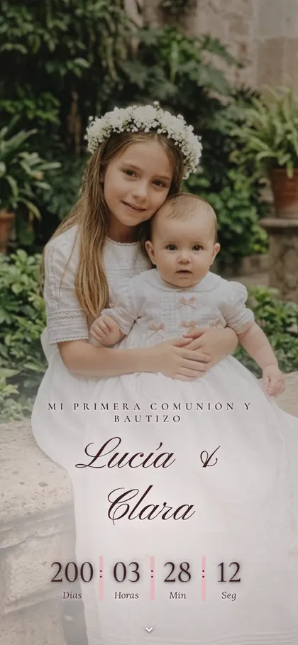 Invitación digital Moño de raso, bautizo y comunión: la portada